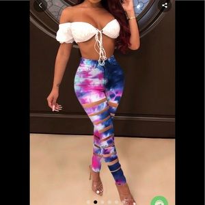 NWT color splashed ripped jeans